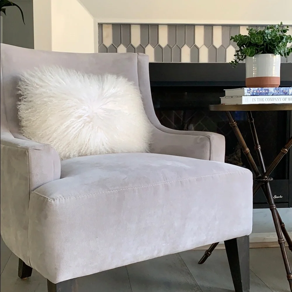 One PAIR of West Elm 12x16 Mongolian Lamb Pillows
